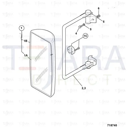 JCB Part No.# 157/86000, MIRROR.EXTERNAL - JCB Spare Parts