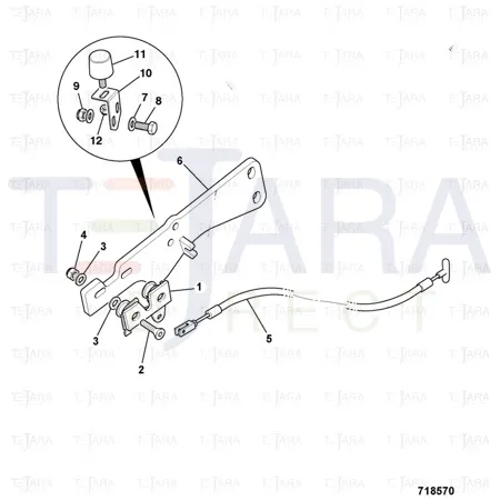 JCB Part No.# 910/60151, (Pre-P)-CABLE bonnet release - JCB Spare Parts