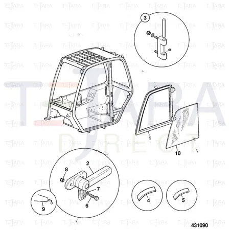 JCB Part No.# 331/36892, (P) (Pre P) G/A P68 UPPER DOOR PAINT+SE - JCB Spare Parts