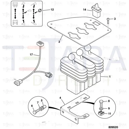 JCB Part No.# 701/80530, SWITCH FNR PADDLE 3 POS - JCB Spare Parts