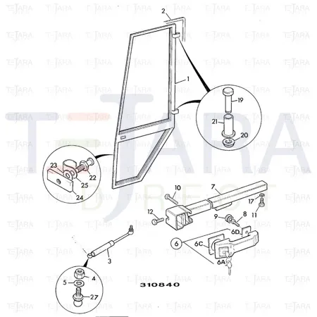 JCB Part No.# 123/06547, (W) DOOR HANDLE KIT - JCB Spare Parts