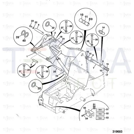 JCB Part No.# 811/90121, P/Pin 39.97/39.94 * 154 (348/10021) - JCB Spare Parts