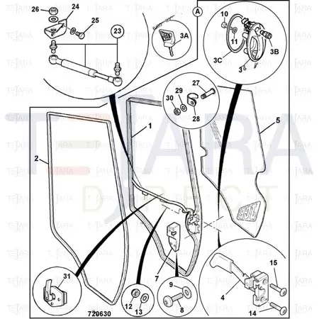 JCB Part No.# 332/A3731, CORPORATE DOOR HANDLE - JCB Spare Parts
