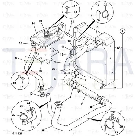 JCB Part No.# 834/11148, HOSE - BOTTOM - JCB Spare Parts
