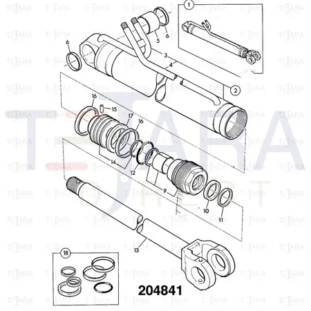 JCB Part No.# 559/60253, GA LIFT RAM 100x60 (Hallite)(416 LIFT) - JCB Spare Parts