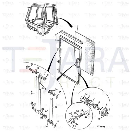 JCB Part No.# 827/20263, GLASS REAR PQ75 - JCB Spare Parts