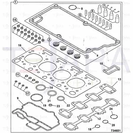 JCB Part No.# 320/09216, TOP GASKET KIT NA - JCB Spare Parts