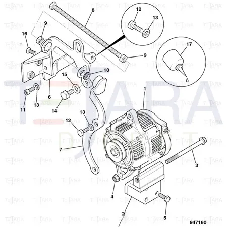 JCB Part No.# 332/R2858, 'WA ALTERNATOR TENSION BRKT' - JCB Spare Parts