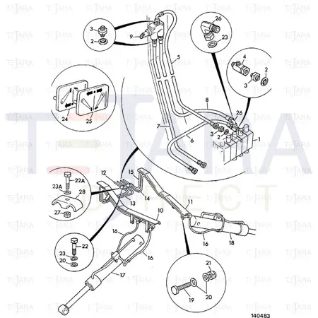 JCB Part No.# 612/21000, HOSE 3/8BSP 570mm - JCB Spare Parts