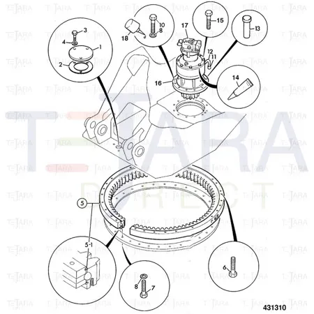 JCB Part No.# JRB0017, TURNTABLE BEARING - JCB Spare Parts