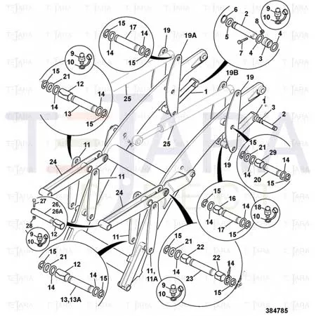 JCB Part No.# 811/90472, P/PIN 44.49/44.37*166.5 COATED(00017) - JCB Spare Parts