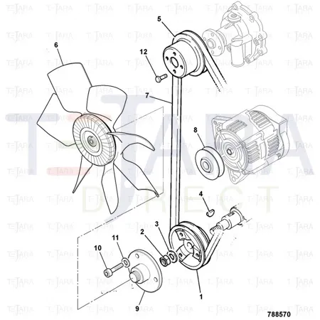 JCB Part No.# 02/634865, Pulley Crankshaft - JCB Spare Parts
