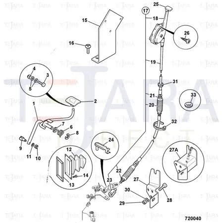 JCB Part No.# 910/60157, CABLE throttle control - JCB Spare Parts