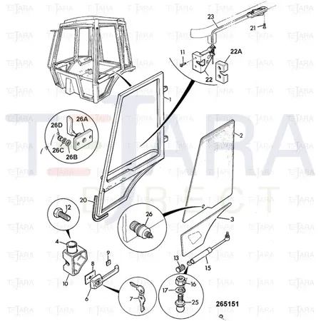 JCB Part No.# 123/07382, (W) R/H DOOR LOCK-P12 - JCB Spare Parts
