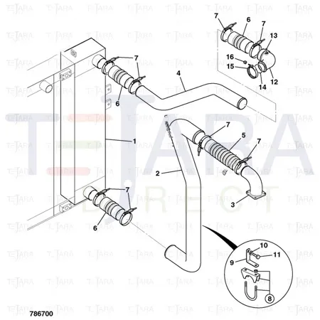 JCB Part No.# 830/12991, CAC PIPE-COOLER TO INLET-436 - JCB Spare Parts