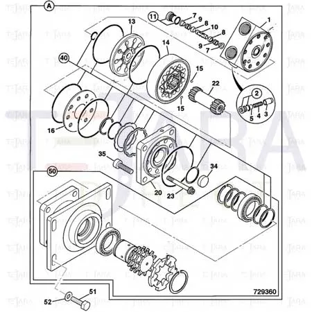 JCB Part No.# 20/925725, MOTOR UPPER DRIVE - ASSEMBLY - JCB Spare Parts