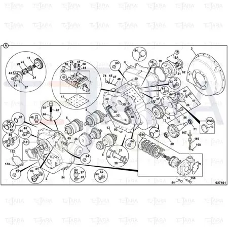 JCB Part No.# 910/M1244, AUSCO PARKBRAKE CABLE - B - JCB Spare Parts