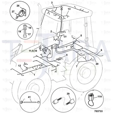 JCB Part No.# 332/E6593, (W) (P) HARNESS cab panel 3/4CX(EN474) - JCB Spare Parts