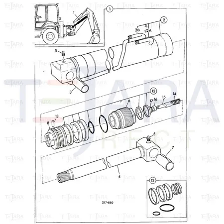 JCB Part No.# 594/14019, Kit-end cap 50 x 80 service assembly - JCB Spare Parts