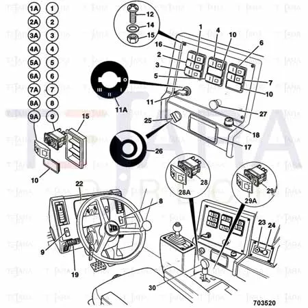 JCB Part No.# 701/58824, DECAL - SWITCH mainlights - JCB Spare Parts