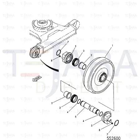 JCB Part No.# JSA0131, WHEEL IDLER ROLLER - JCB Spare Parts