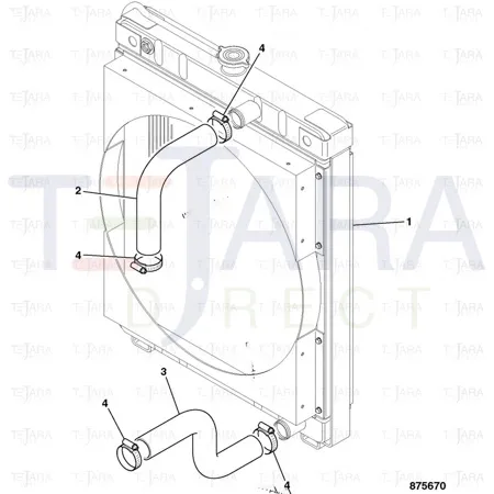 JCB Part No.# 834/11474, Hose top radiator - JCB Spare Parts