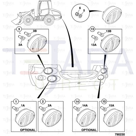 JCB Part No.# 700/50152, REVERSE LIGHT LH - JCB Spare Parts