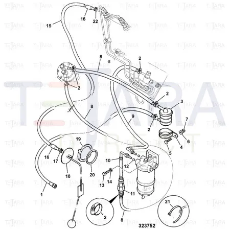 JCB Part No.# 648/03528, FUEL HOSE 8x15x330 - JCB Spare Parts