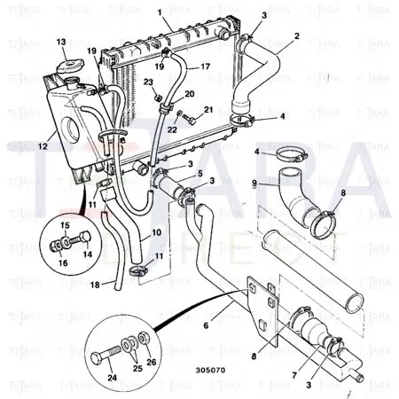JCB Part No.# 834/10451, Hose top radiator - JCB Spare Parts