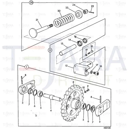 JCB Part No.# 232/21900, SHAFT SPRING SUPPO - JCB Spare Parts