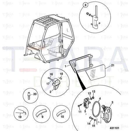 JCB Part No.# 827/80200, SS.P.N827/80300 (P) (Pre P) GLASS LOWER - JCB Spare Parts