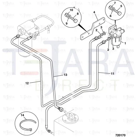 JCB Part No.# 649/51600, HOSE diesel 1920mm - JCB Spare Parts