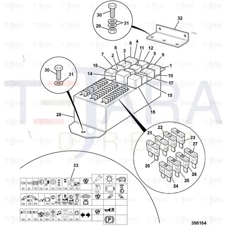 JCB Part No.# 332/D2506, (IM) MOUNT fuses 3-WAY - JCB Spare Parts