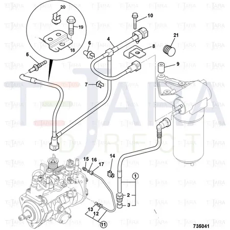 JCB Part No.# 02/203087, PIPE FUEL FEED - JCB Spare Parts