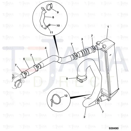 JCB Part No.# 332/C0947, Hose CAC bellows 2 - JCB Spare Parts