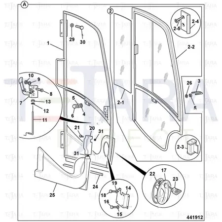 JCB Part No.# 827/80221, GLASS DOOR SLIDING - JCB Spare Parts