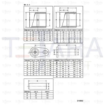 JCB Part No.# 809/00119, LINER BEARING (90X119) - JCB Spare Parts