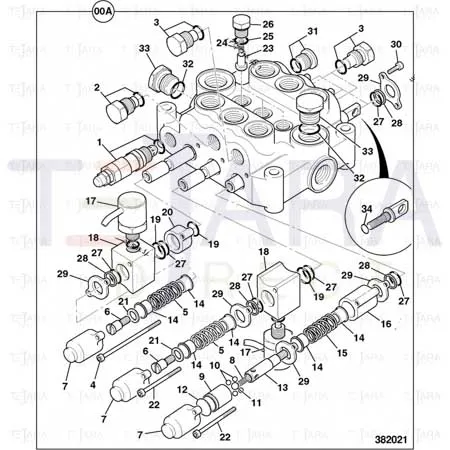 JCB Part No.# 25/220915, VALVE RELIEF - JCB Spare Parts