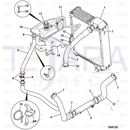 JCB Part No.# 332/C6437, HOSE - TRANS TO RADIATOR - JCB Spare Parts
