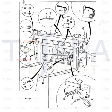 JCB Part No.# 545/82130, Fork Assembly 100W x 50T x 1067L - JCB Spare Parts