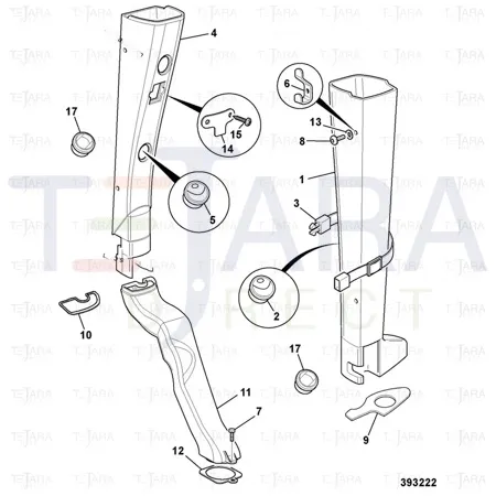 JCB Part No.# 826/10842, Strap LH B post, black - JCB Spare Parts