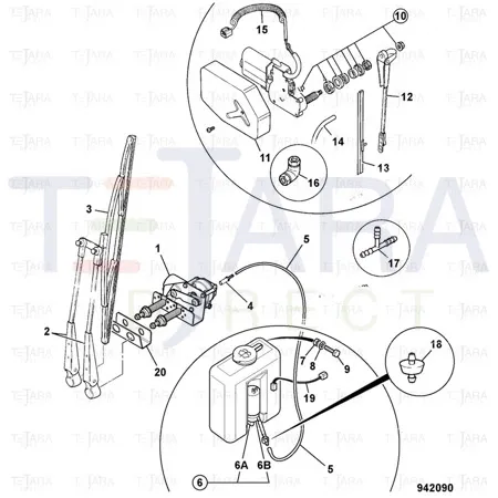 JCB Part No.# 332/A2363, WIPER MOTOR-RTFL+P23 @ CABS (714/27900) - JCB Spare Parts
