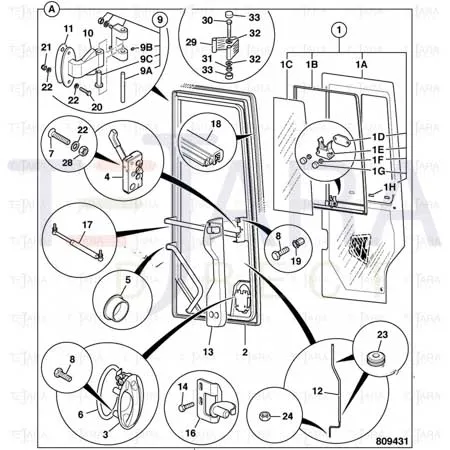JCB Part No.# 826/11629, LATCH DOUBLE ROTOR - JCB Spare Parts