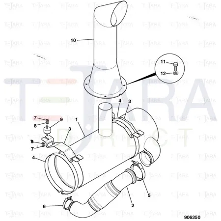 JCB Part No.# 335/14672, WA EXHAUST PIPE 426 T3 - JCB Spare Parts