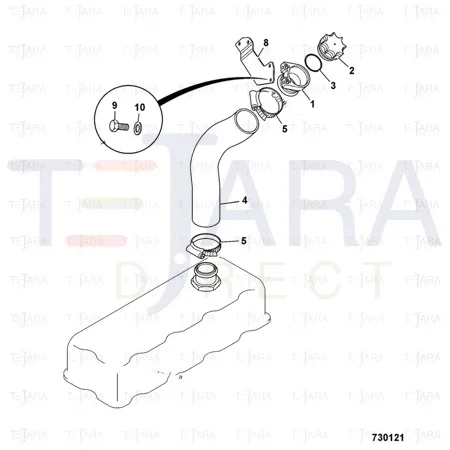 JCB Part No.# 834/10772, HOSE oil filler - JCB Spare Parts
