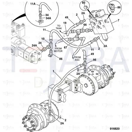 JCB Part No.# 613/36009, JCB-HOSE 1/2"BSP X 850MM - JCB Spare Parts