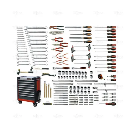AUTOMOTIVE SET 158 PCS WITH ROLLER CABINET AND FOAM TRAYS - EGA Master