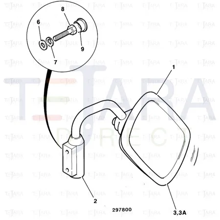 JCB Part No.# 331/63982, EXTERIOR MIRROR ASSY - JCB Spare Parts