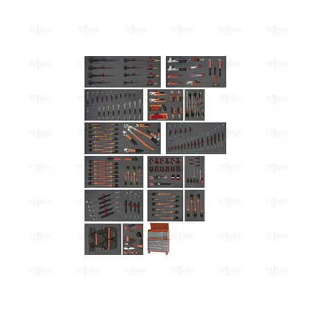 SETOF 197 PCS - TOOLS ROLLER CABINET EVA FOAMS ANTIDROP ACO - EGA Master