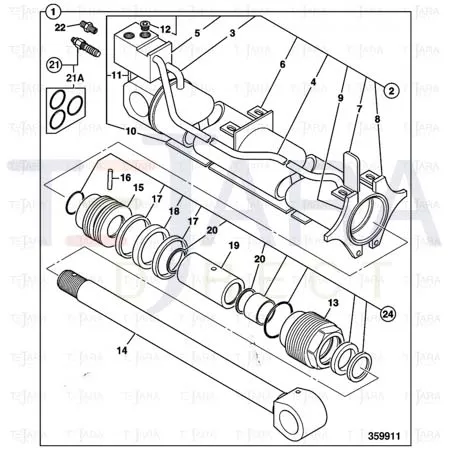 JCB Part No.# 557/60066, GA RAM INNER EXTN 90X60 P55 INNER E - JCB Spare Parts